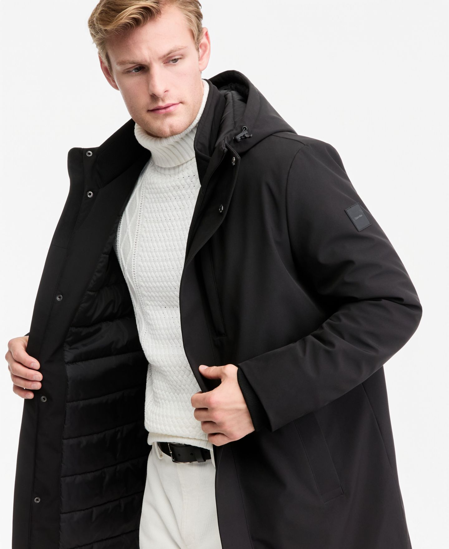 Мужская куртка Calvin Klein Hooded FlexTech, цвет: Чёрный — фото 4