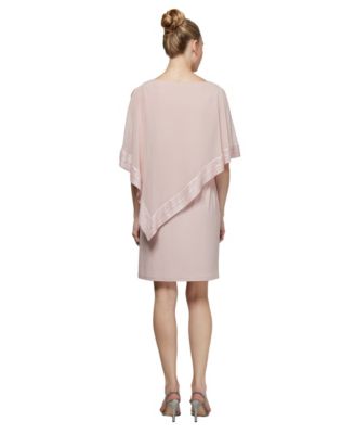 sl fashions metallic trim capelet sheath dress SL Fashions Metallic-Trim Capelet Sheath Dress