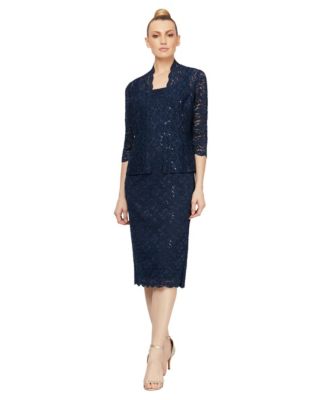 Women's 2-Pc. Lace Jacket & Midi Dress Set
