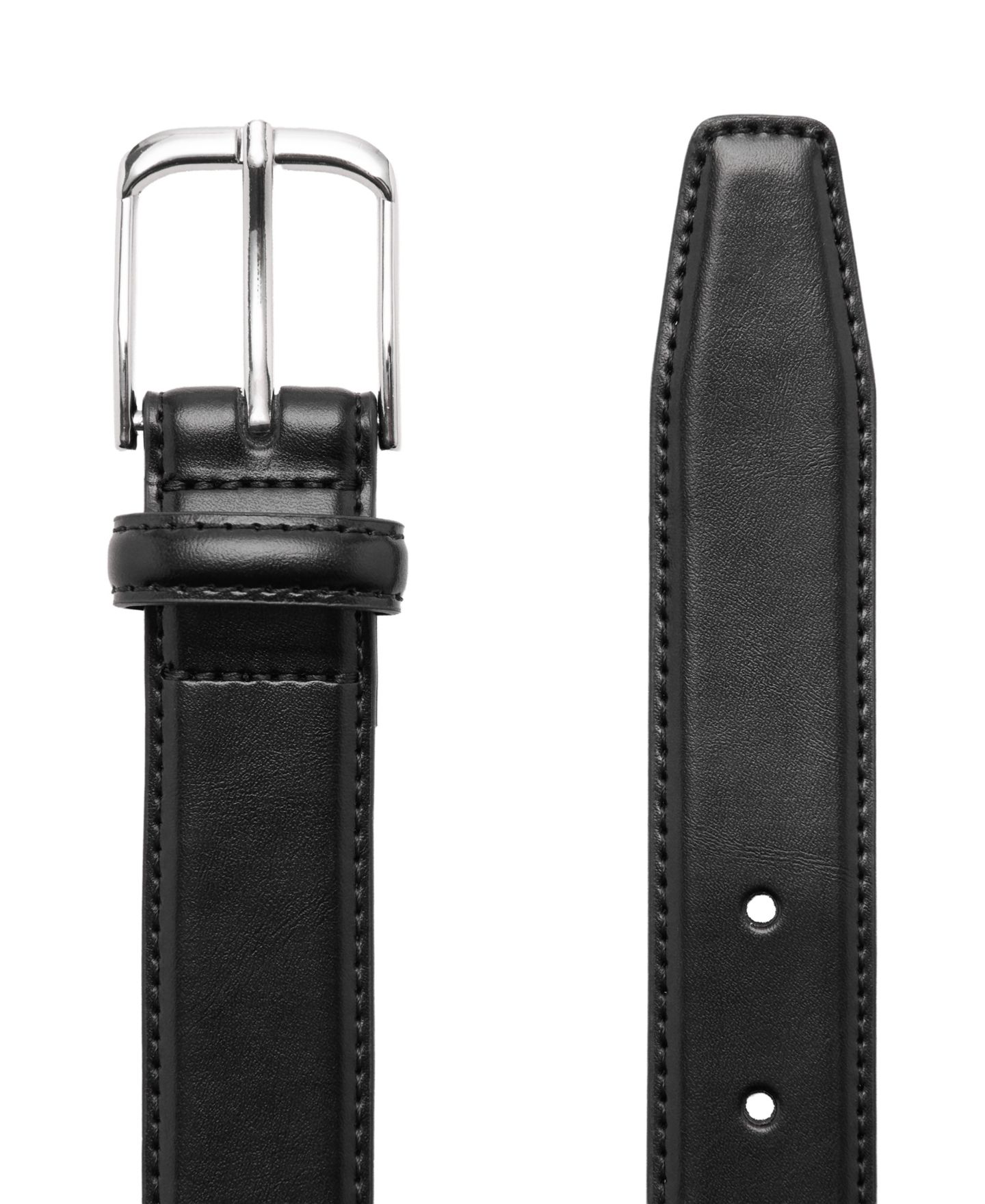 Мужской ремень MANGO Buckle Leather Belt, цвет: Чёрный — фото 3