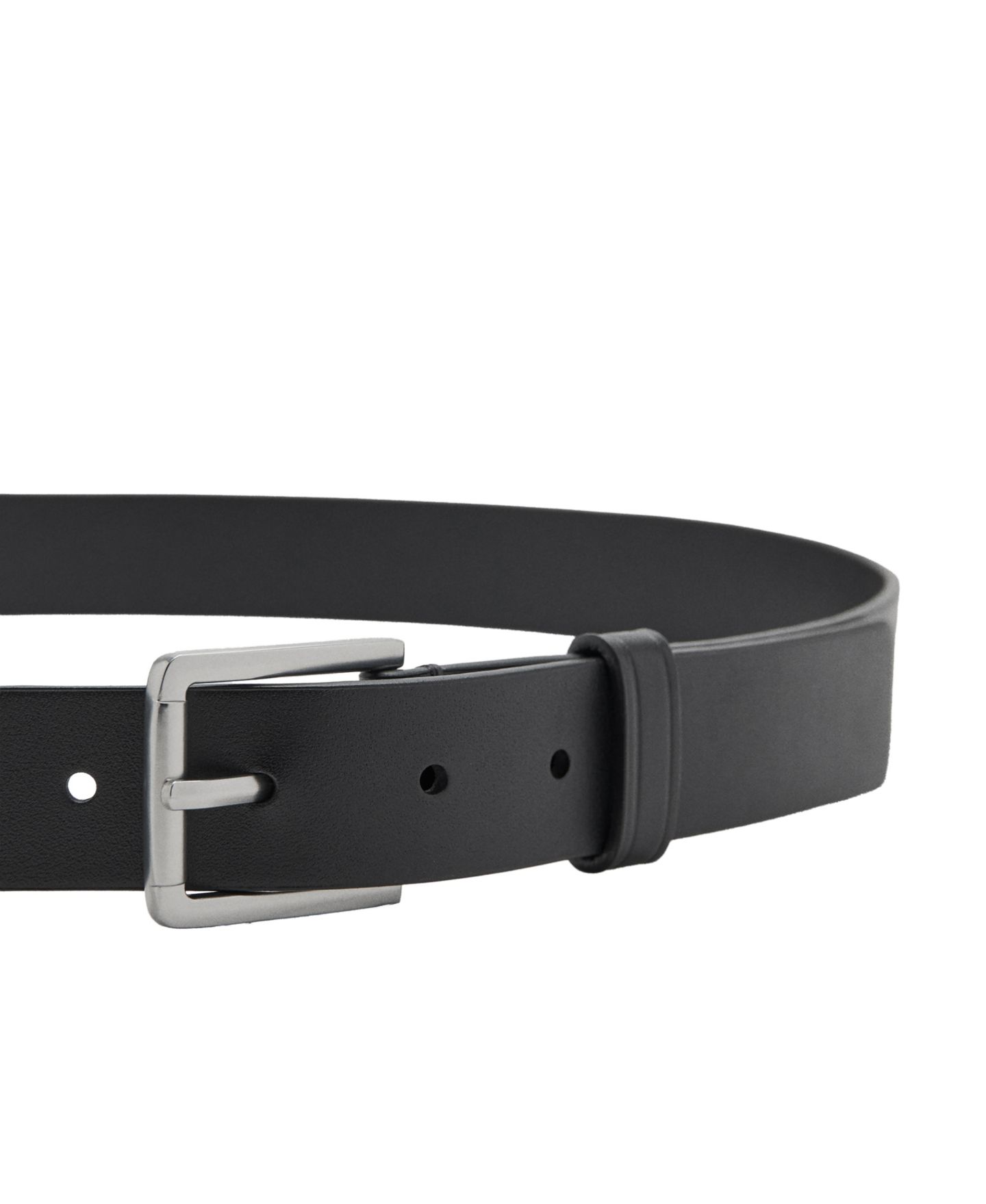 Мужской ремень MANGO Buckle Leather Belt, цвет: Чёрный — фото 3