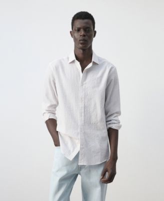 Men's Textured Striped Seersucker Shirt