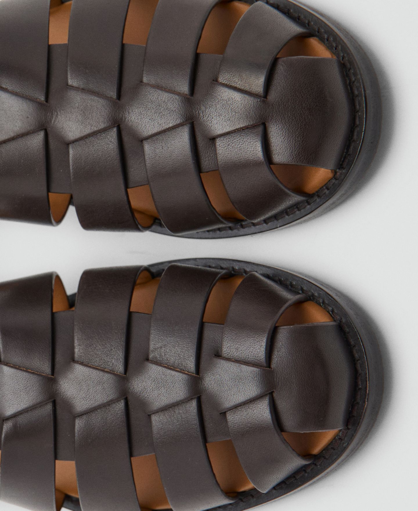 Мужские сандалии MANGO Leather Fisherman, цвет: Коричневый — фото 3