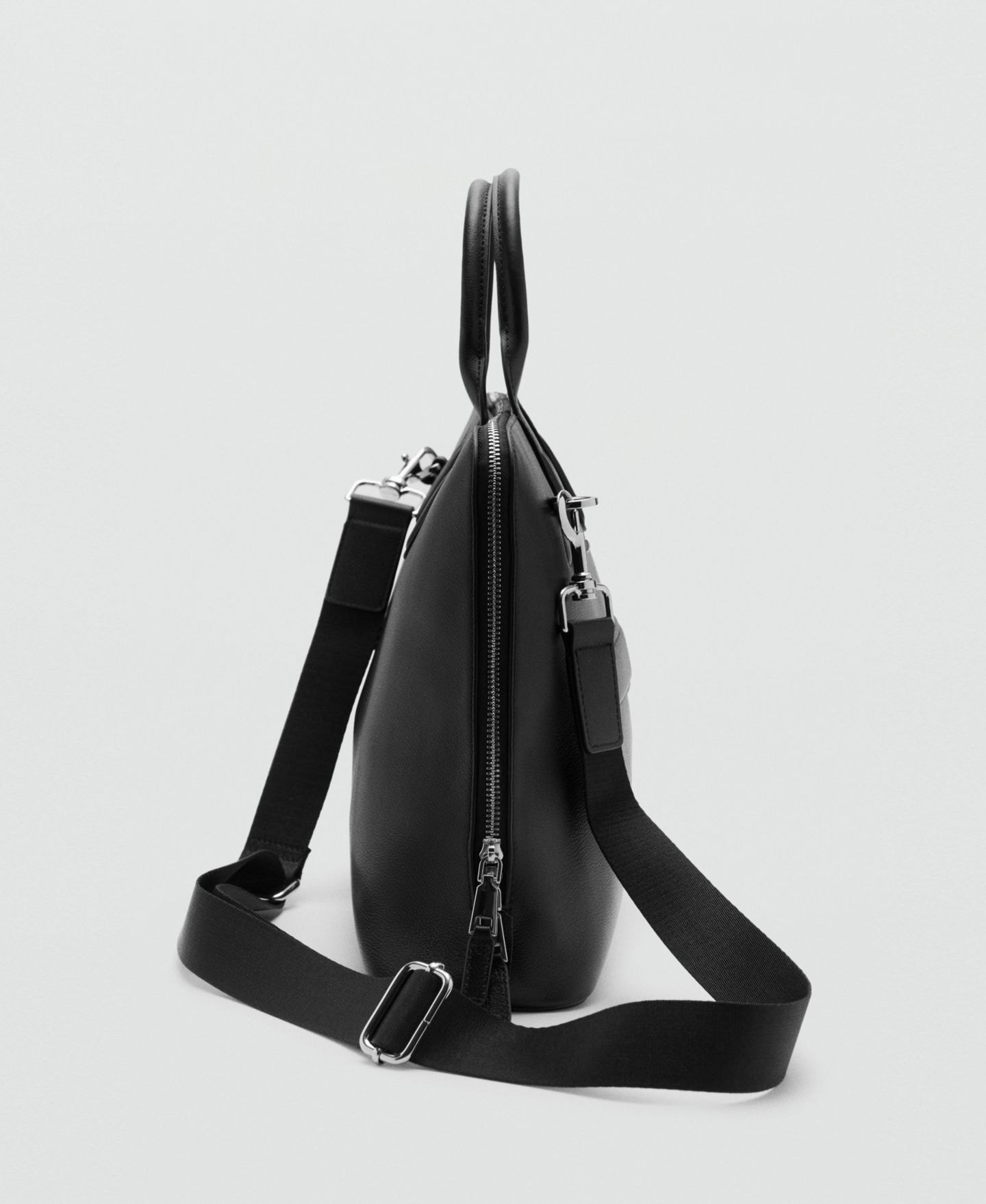 Мужская сумка MANGO Leather, цвет: Чёрный — фото 5