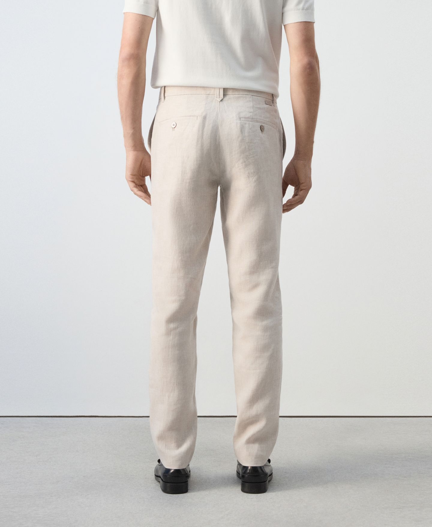 Мужские брюки MANGO Slim-Fit Linen, цвет: Экрю — фото 3