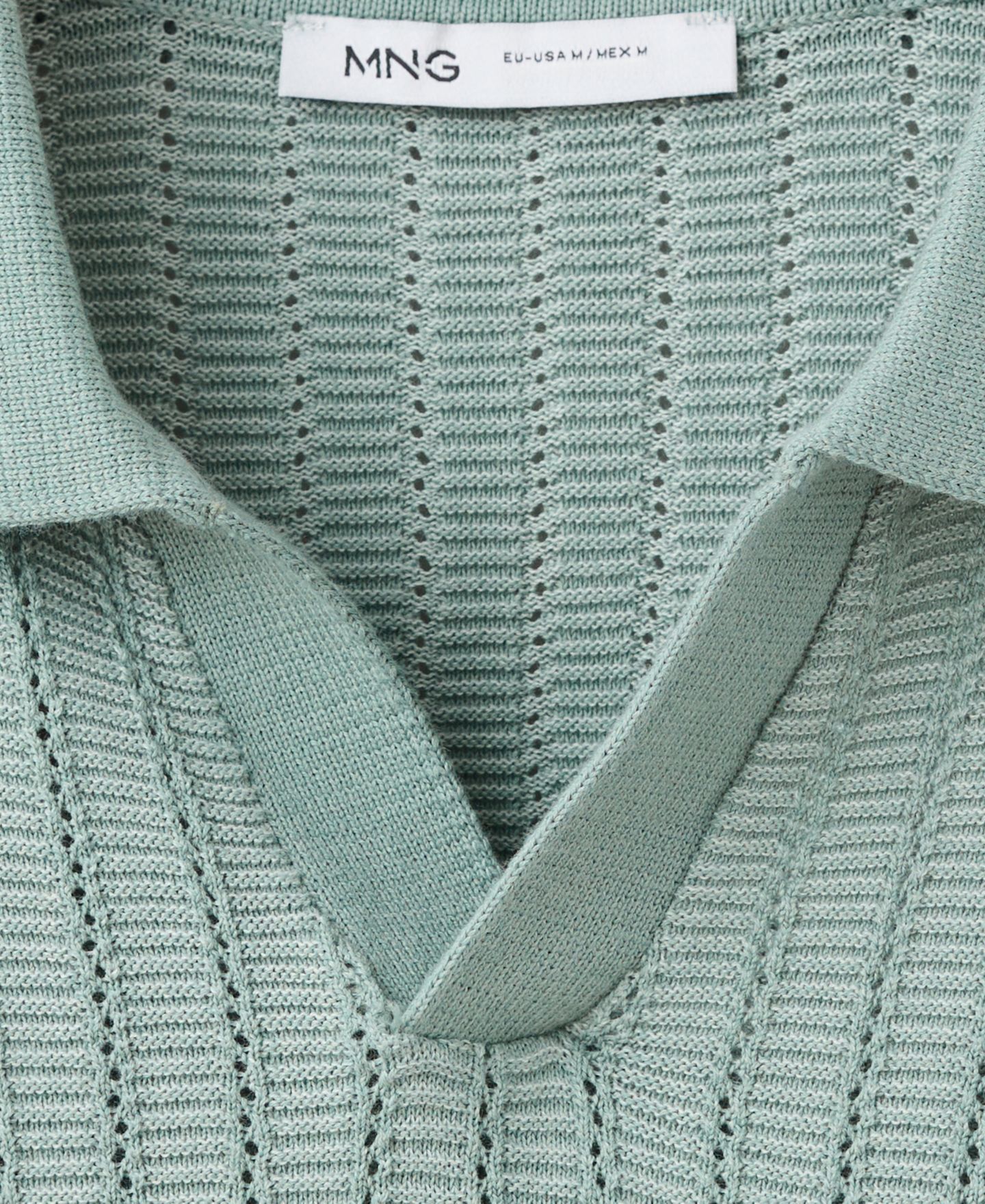 Мужское поло MANGO Structured Cotton Knit Polo Shirt, цвет: Изумрудный зелёный — фото 4