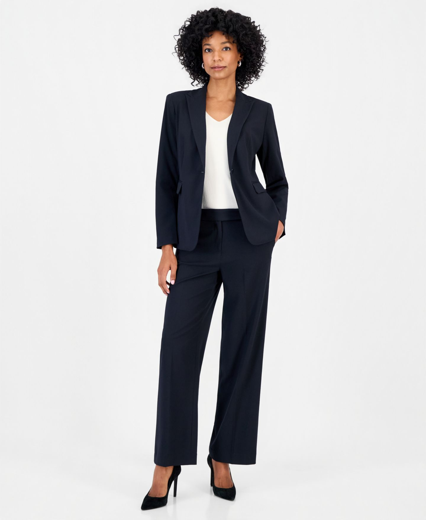 Женский пиджак Jones New York Peak Lapel Single Button Stretch Blazer, цвет: Чернильный тёмно-синий — фото 2
