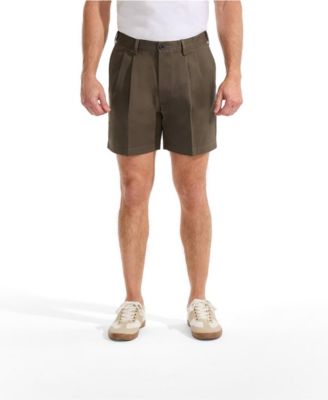 Men's No Iron 6" Comfort Waist Pleated Front Chino Short