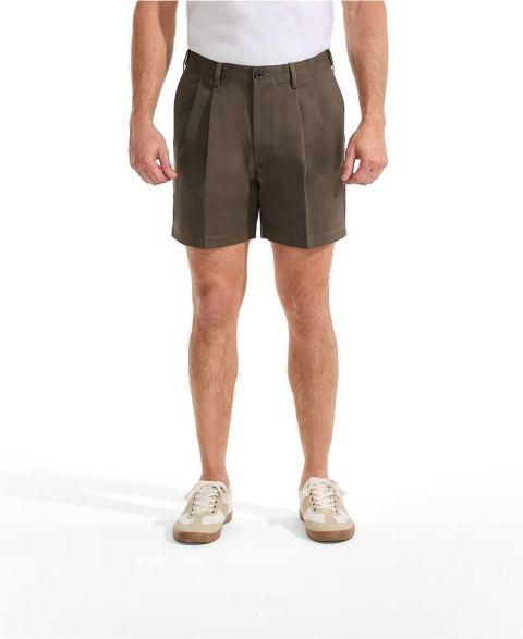 Мужские шорты Lands' End No Iron 6" Comfort Waist Pleated Front Chino Short, цвет: Коричневый