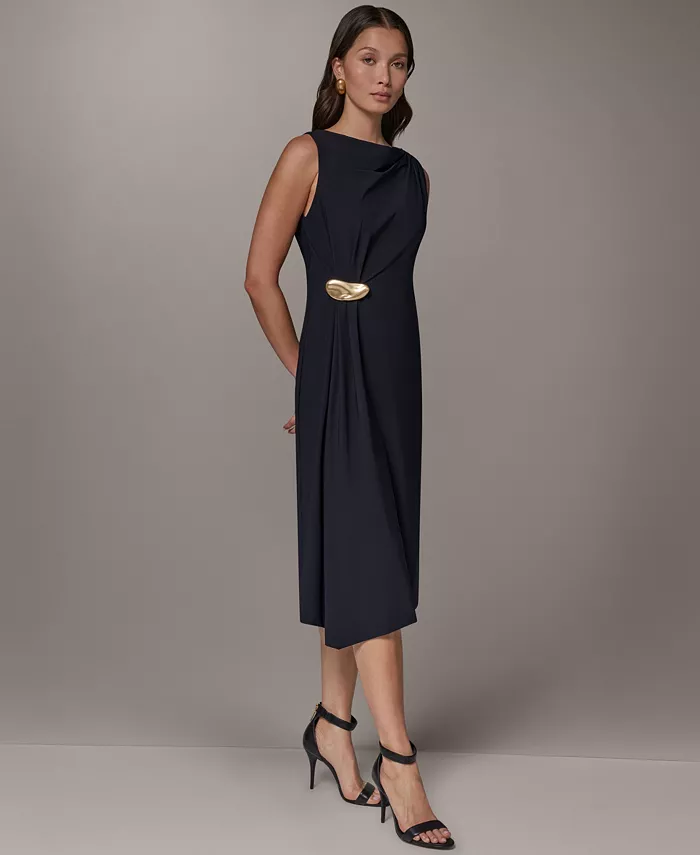 Women's Sleeveless Draped Sheath Dress - thumbnail 3