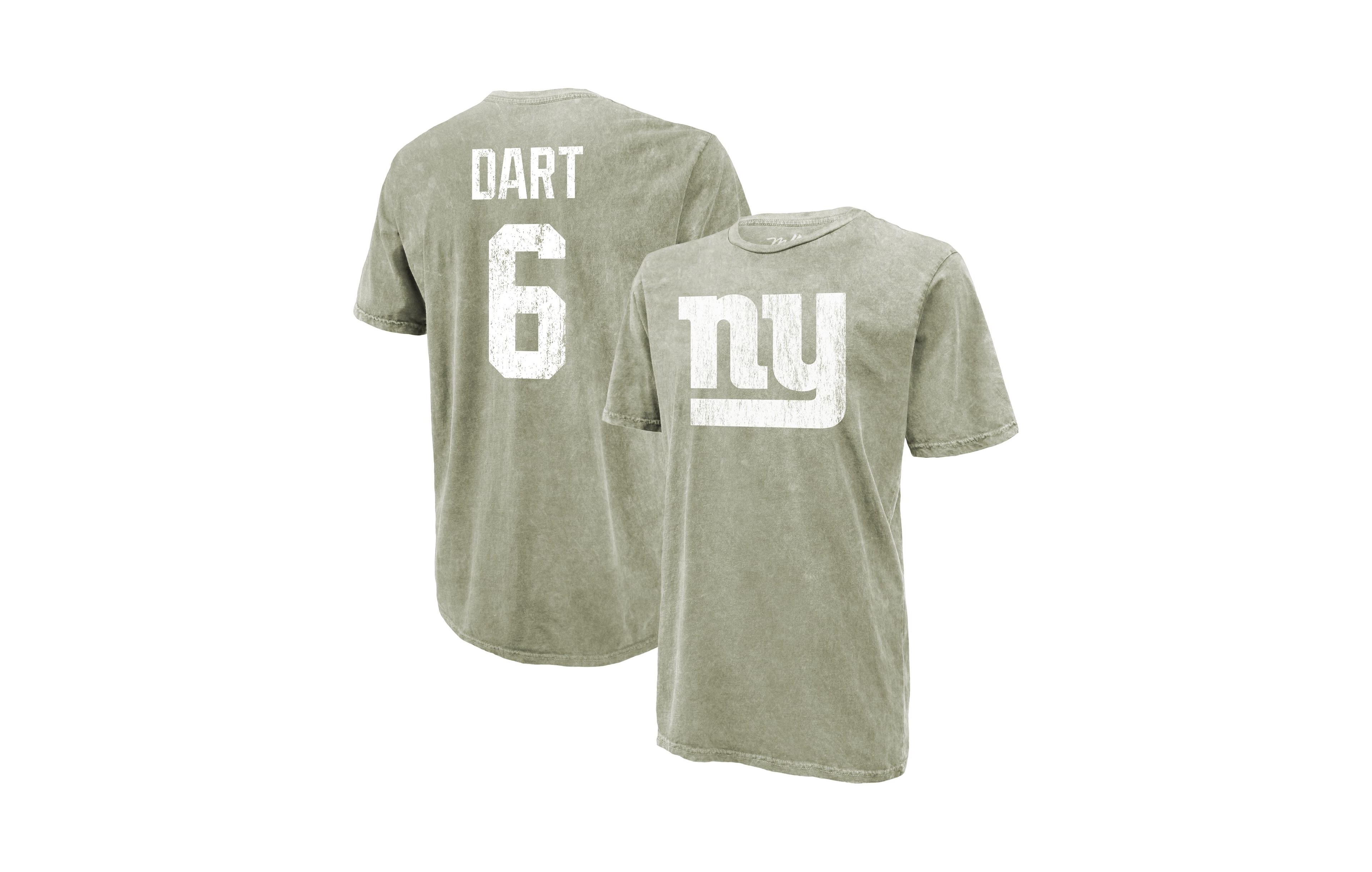 Majestic Threads Men's Jaxson Dart Moss Green New York Giants Mineral Wash Name Number T-Shirt