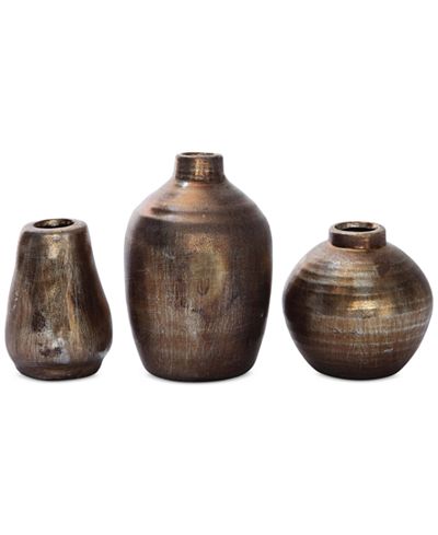 Metallic Terra Cotta Vase, Set of 3