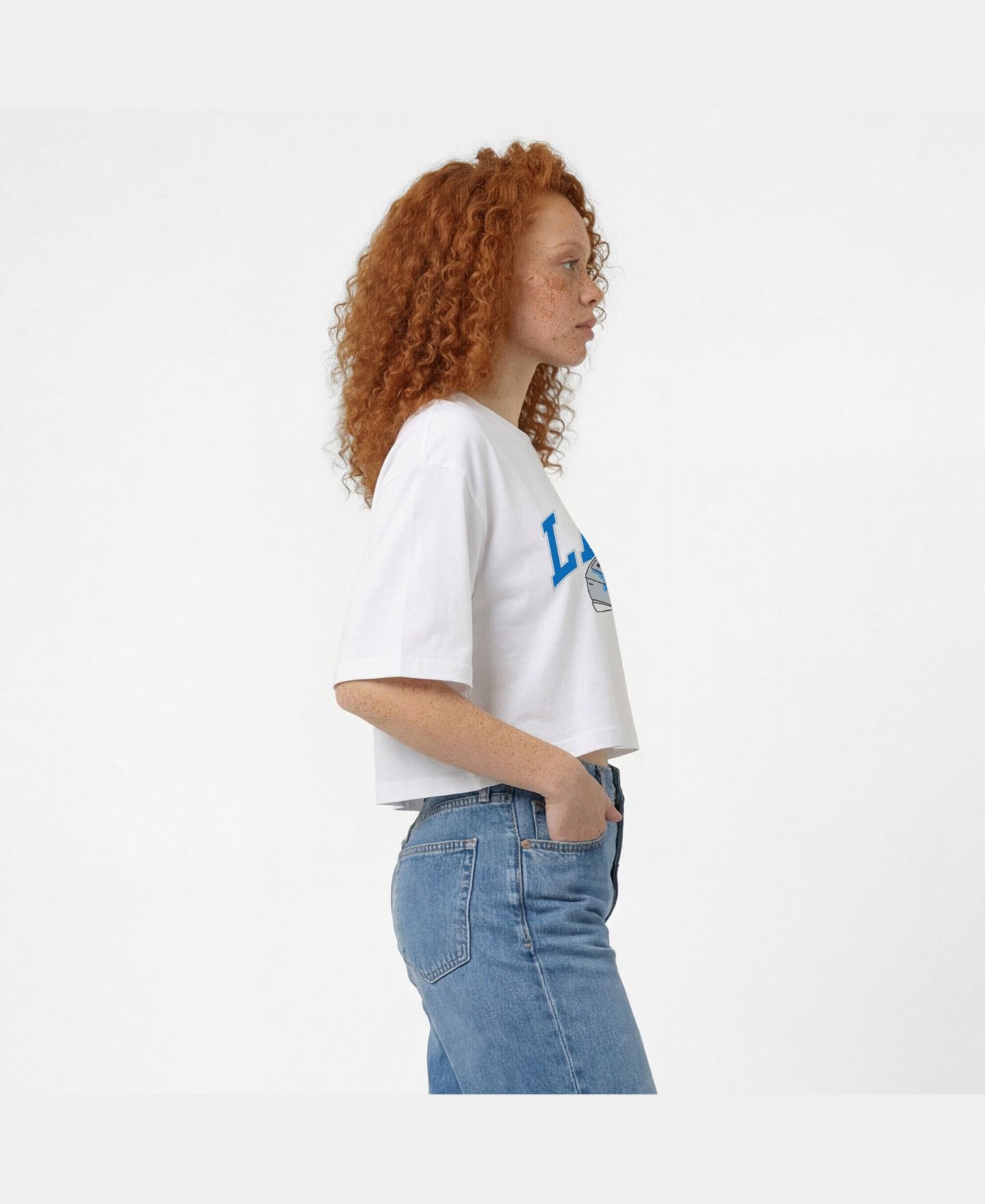 Женская футболка Champion White Detroit Lions Boyfriend Cropped — фото 3