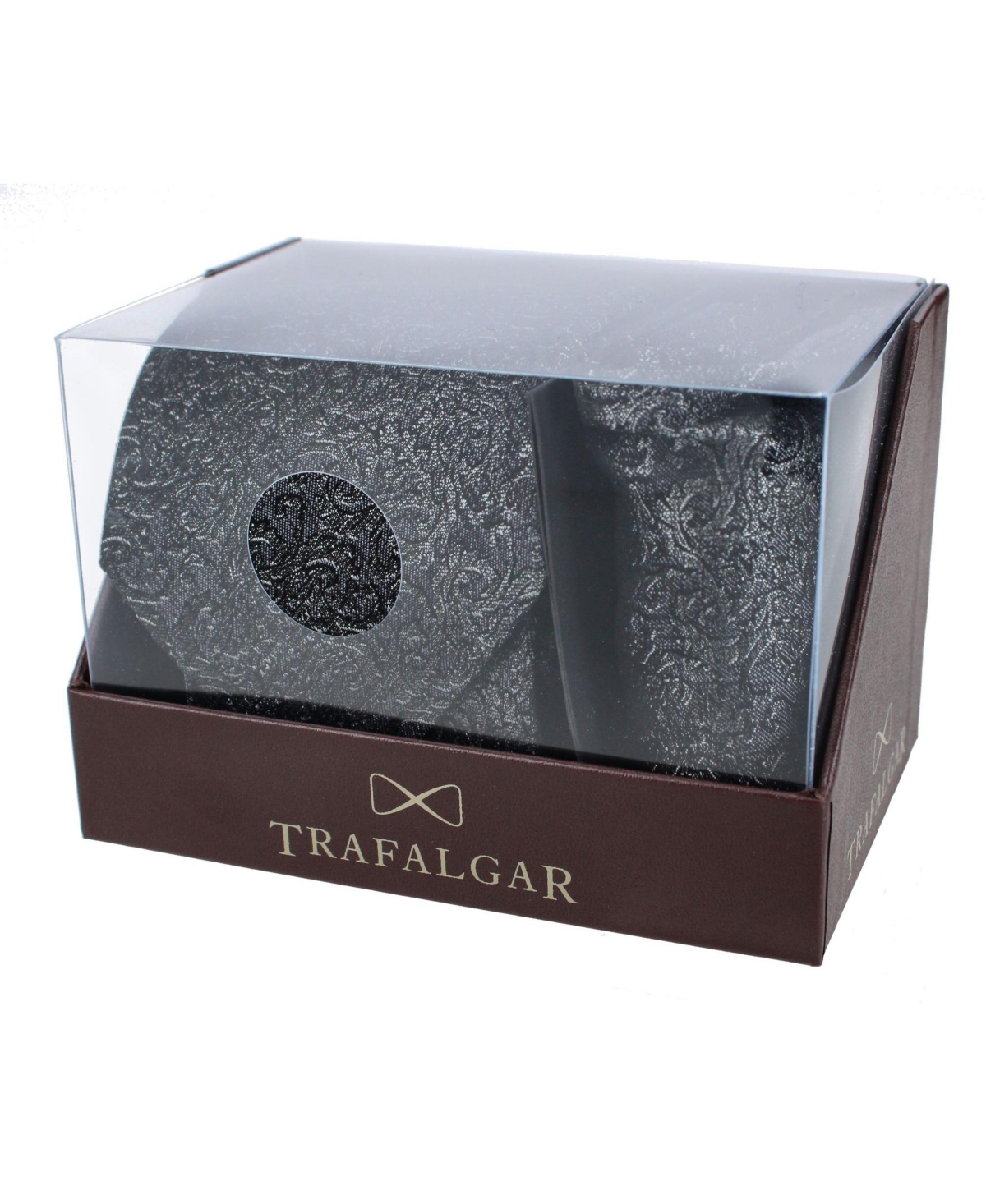 Trafalgar Men's Esteban Scrolling Vines Silk Necktie and Pocket Square Bundle