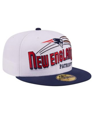 Men's White/Navy New England Patriots Retro Swoop 59FIFTY Fitted Hat