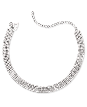 image of Thalia Sodi Silver-Tone Rhinestone Choker Necklace, Created for Macy-s