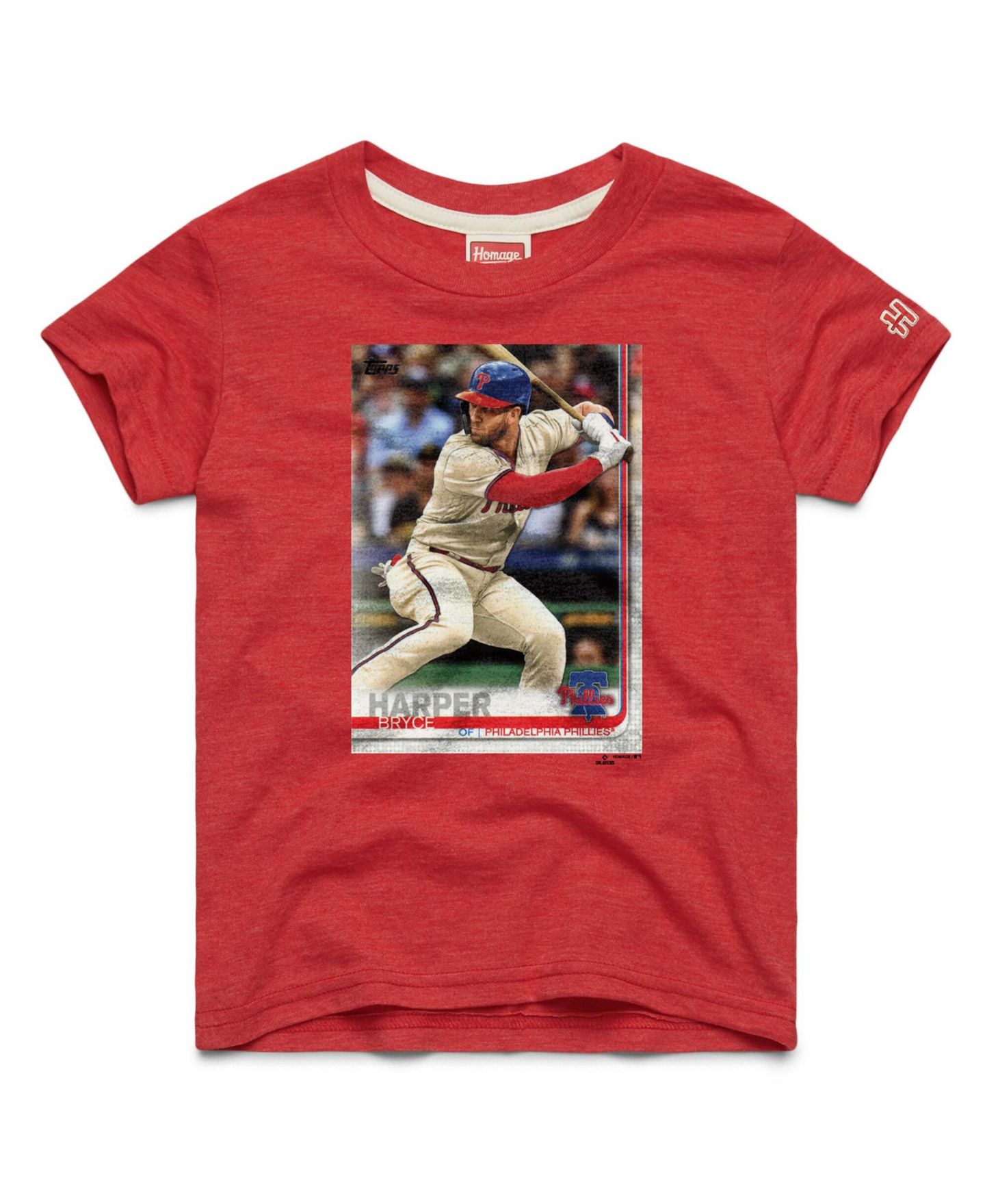 Детская футболка Homage Bryce Harper Red Philadelphia Phillies Topps Baseball Card Tri-Blend — фото 1