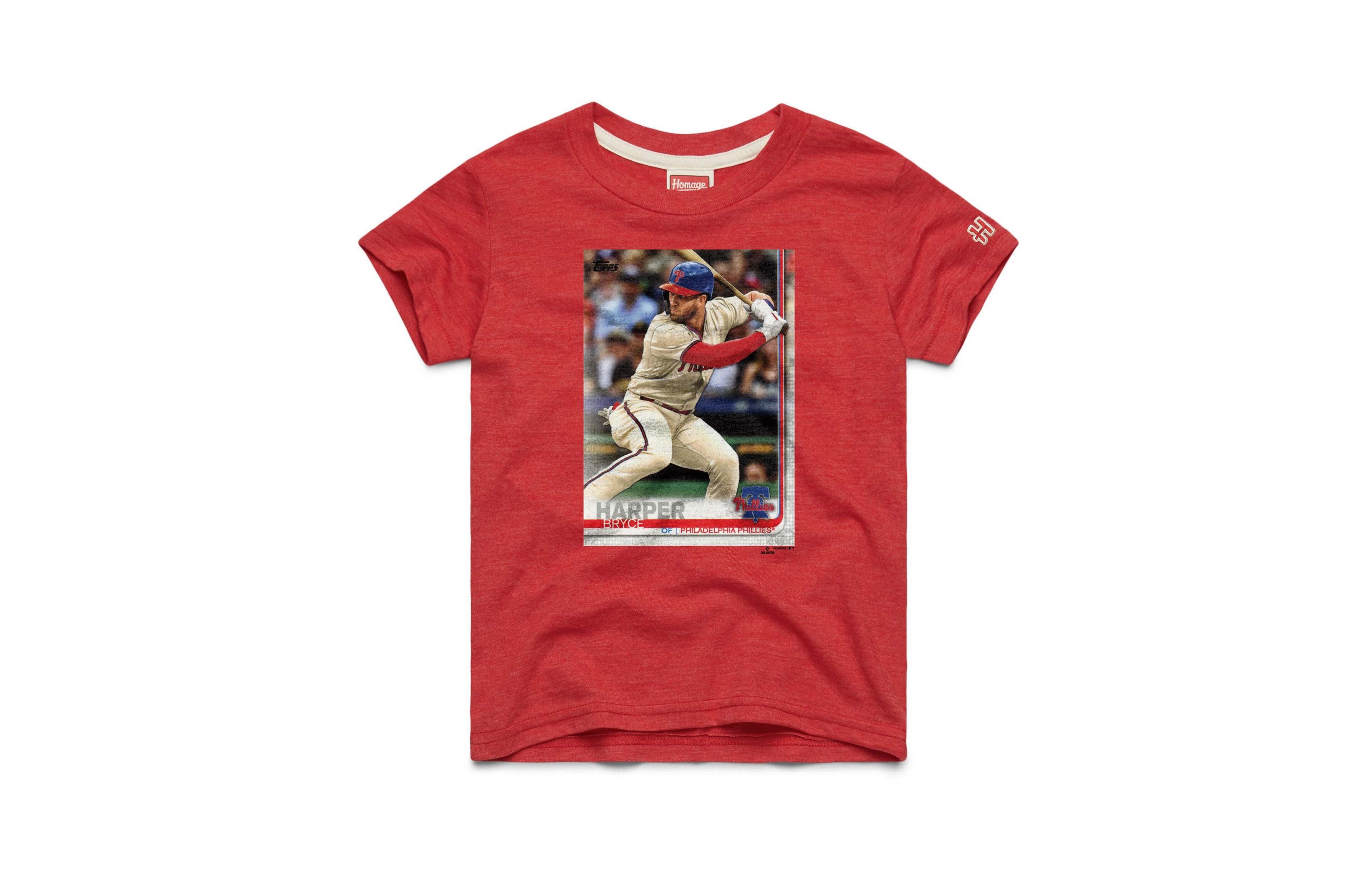 Homage Big Boys and Girls Bryce Harper Red Philadelphia Phillies Topps Baseball Card Tri-Blend T-Shirt