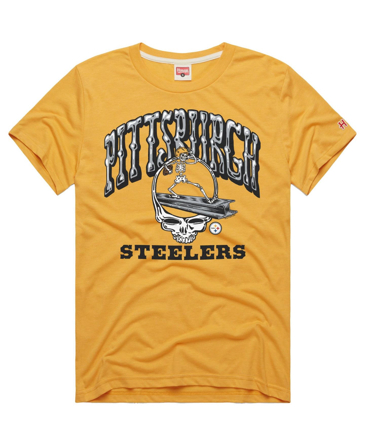 Мужская футболка Homage Gold Pittsburgh Steelers NFL x Grateful Dead Tri-Blend — фото 3