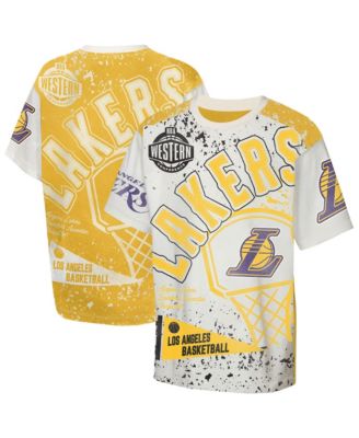 Big Boys and Girls Cream Los Angeles Lakers Top Player All-Over-Print T-Shirt