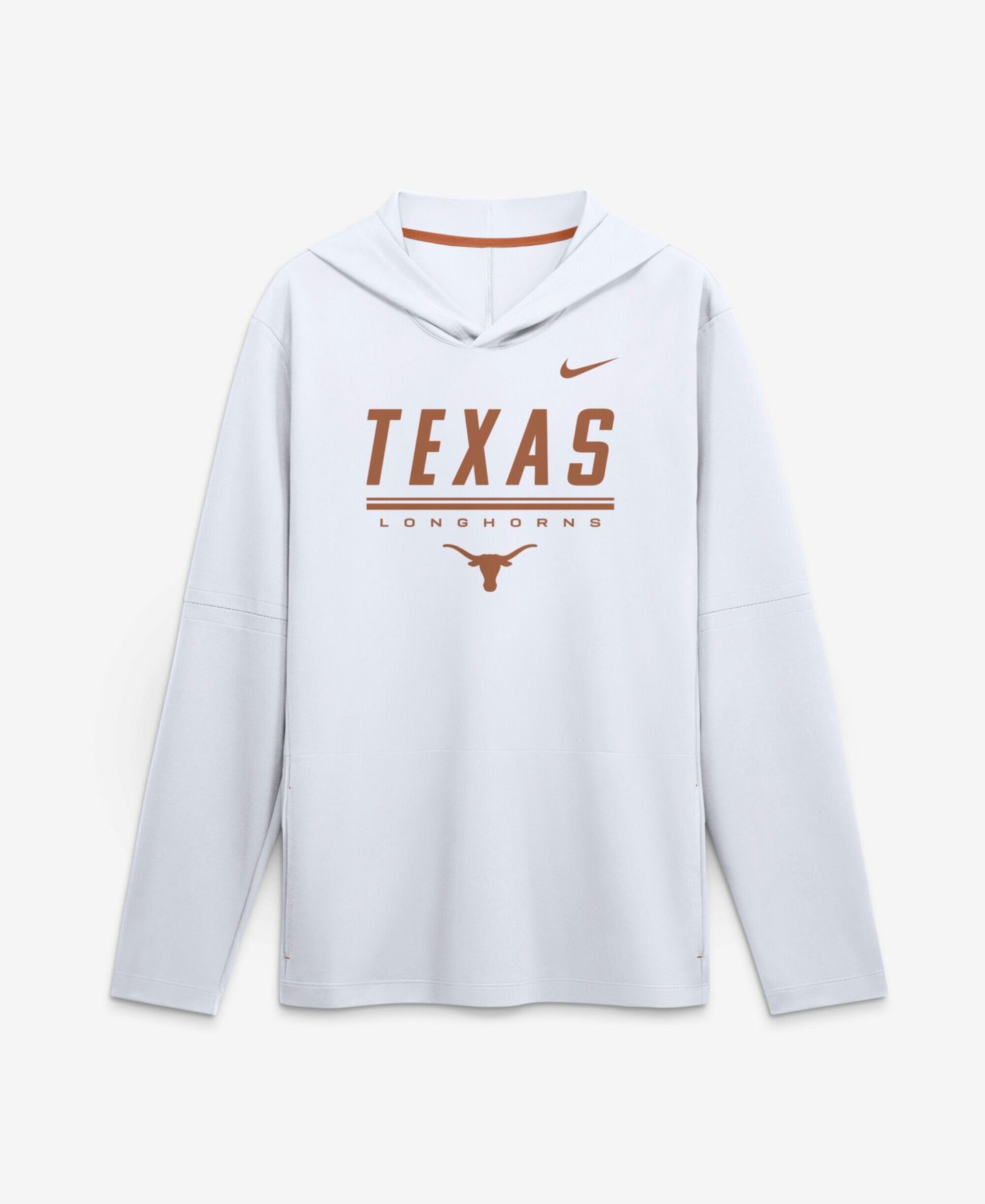 Мужская футболка Nike White Texas Longhorns 2026 Sideline Lightweight Long Sleeve Hooded Dri-FIT — фото 1