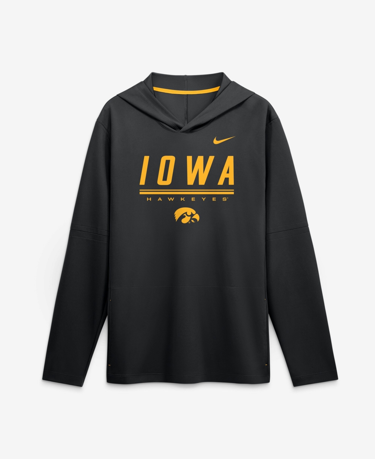 Nike Men's Black Iowa Hawkeyes 2026 Sideline Lightweight Long Sleeve Hooded Dri-fit T-Shirt - Black