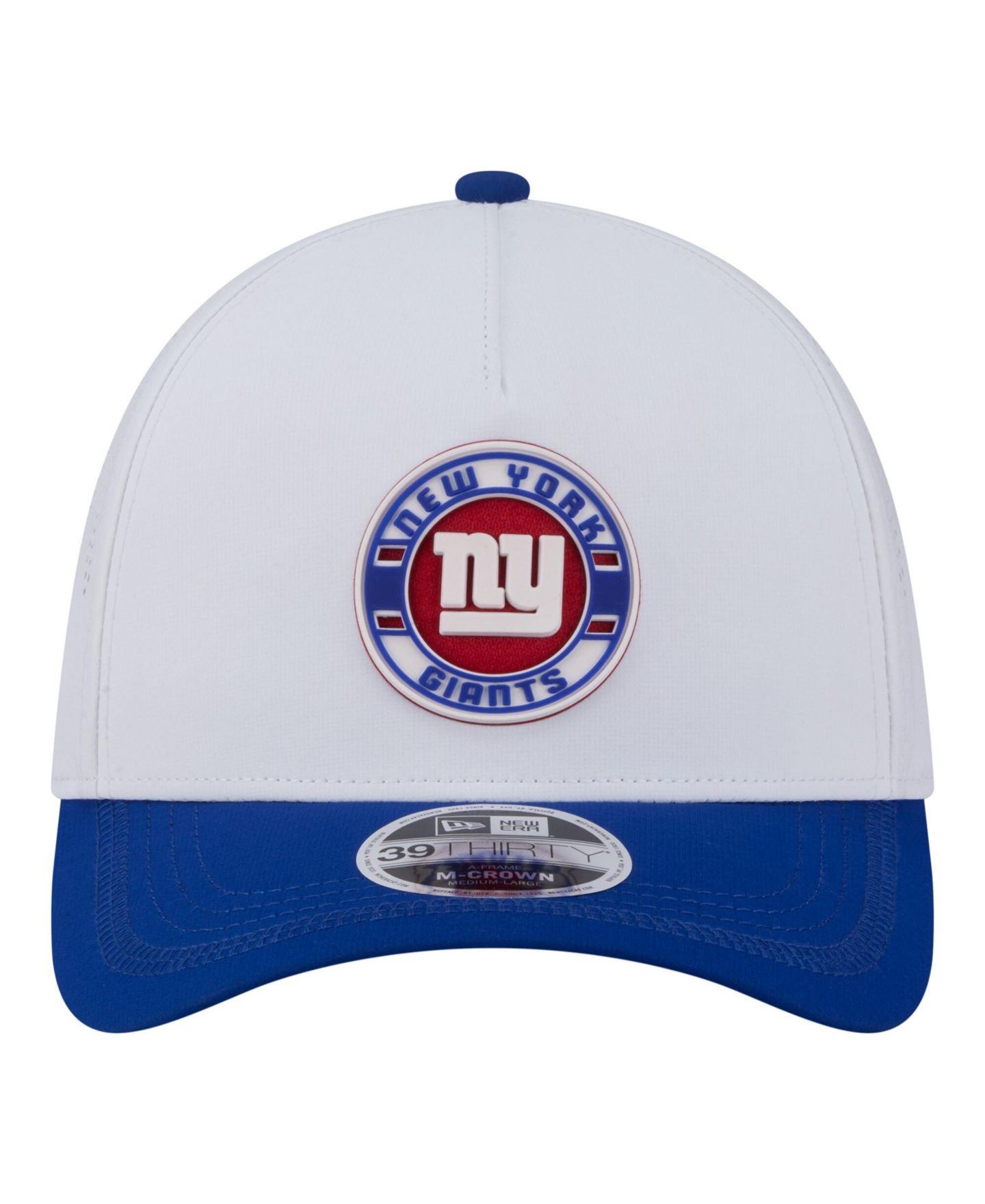 Мужская кепка New Era White/Royal New York Giants Patch 39THIRTY A-Frame M-Crown Perforated Flex Hat — фото 5