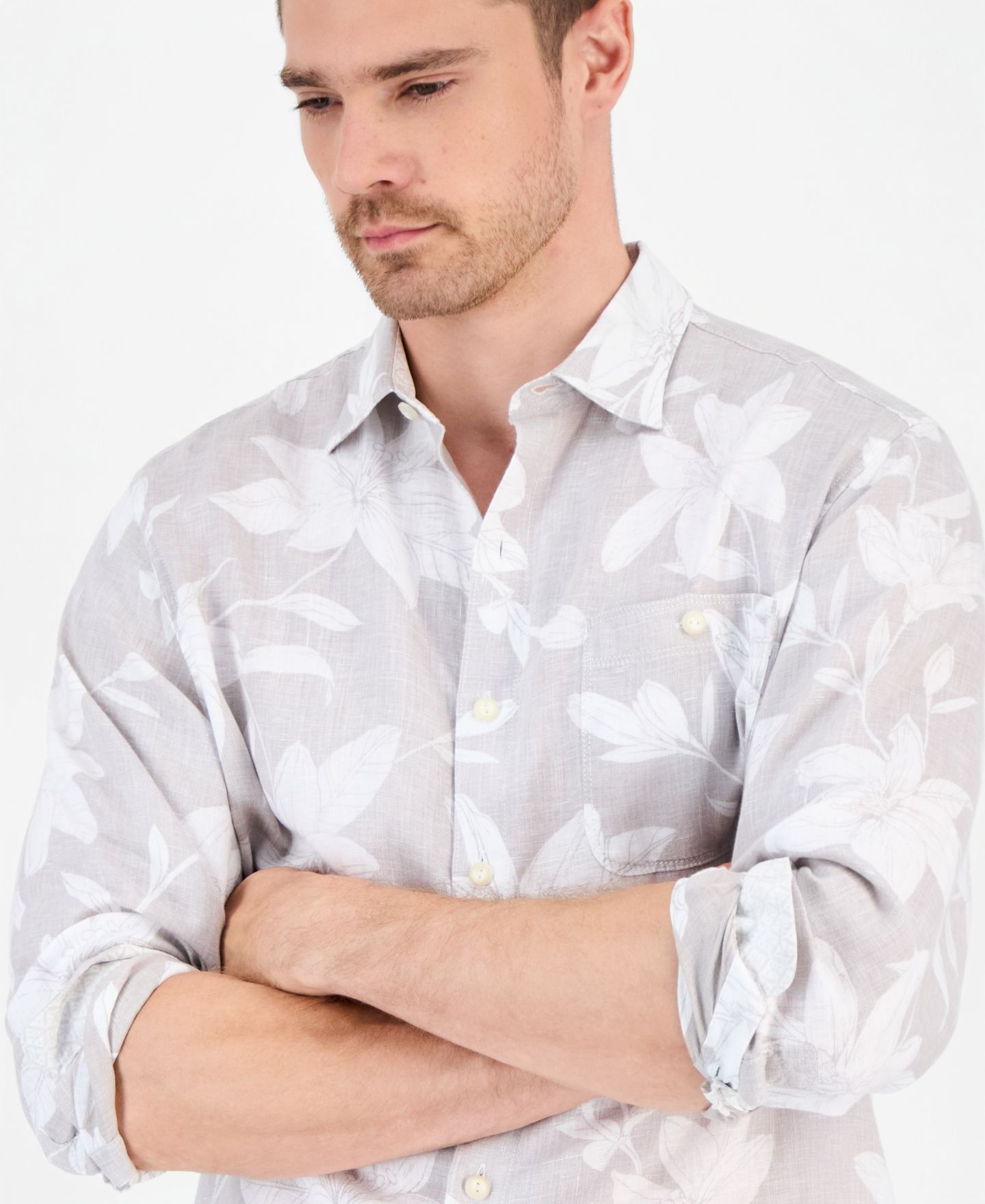 Мужская рубашка Tommy Bahama Reverse-Print Woven, цвет: Morel — фото 5