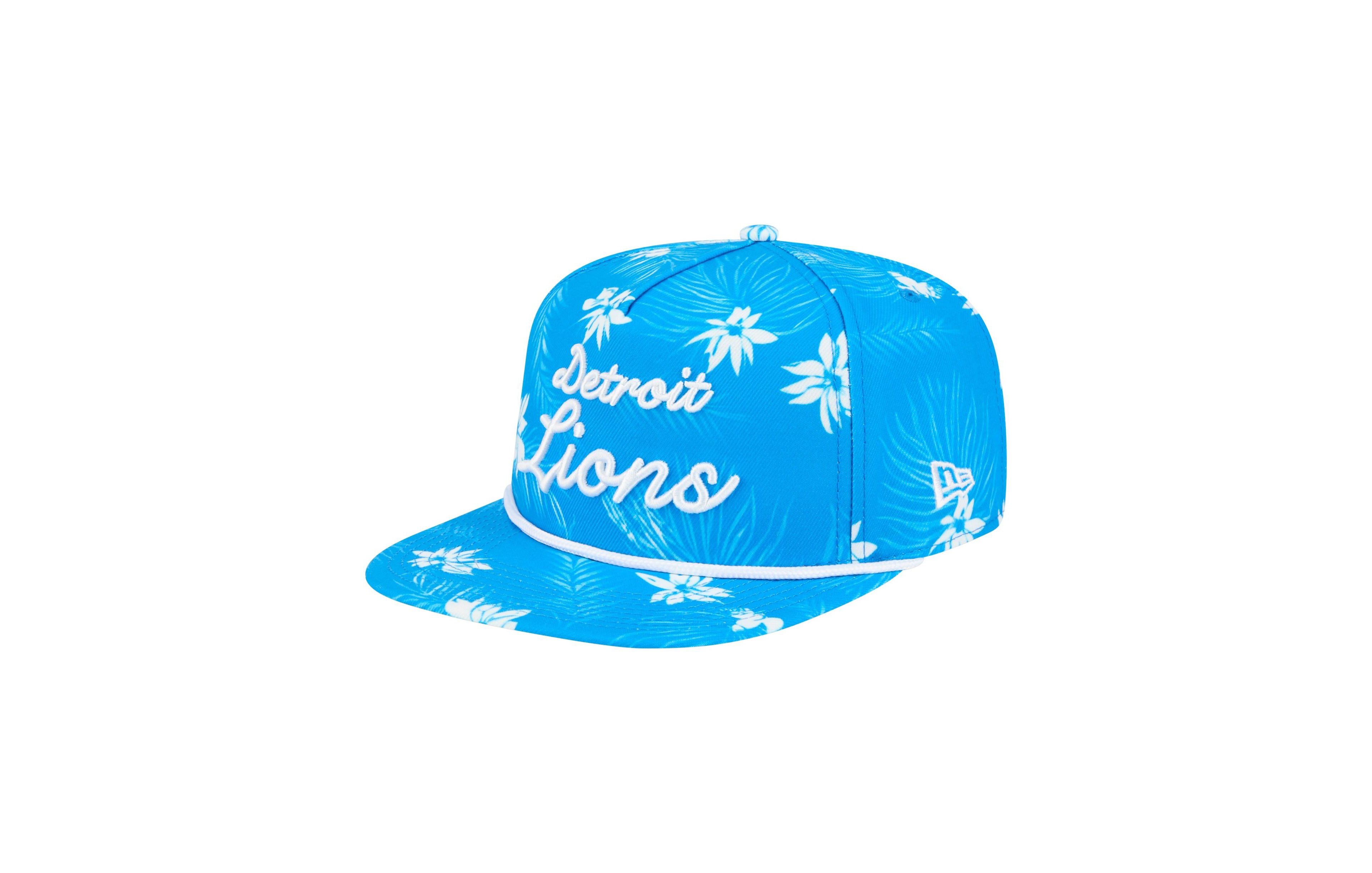 New Era Men's Blue Detroit Lions Palm Print A-Frame 9FIFTY Snapback Hat