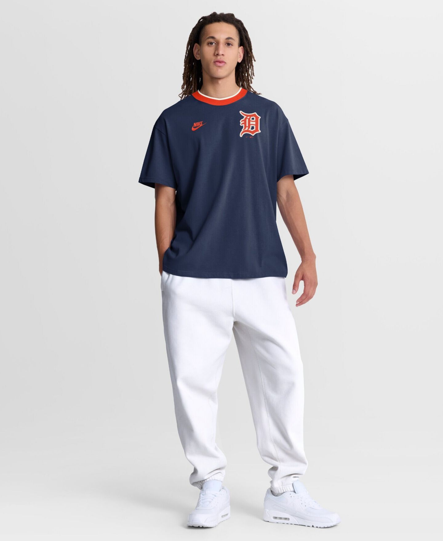Мужская футболка Nike Navy Detroit Tigers Cooperstown Collection Ringer — фото 4