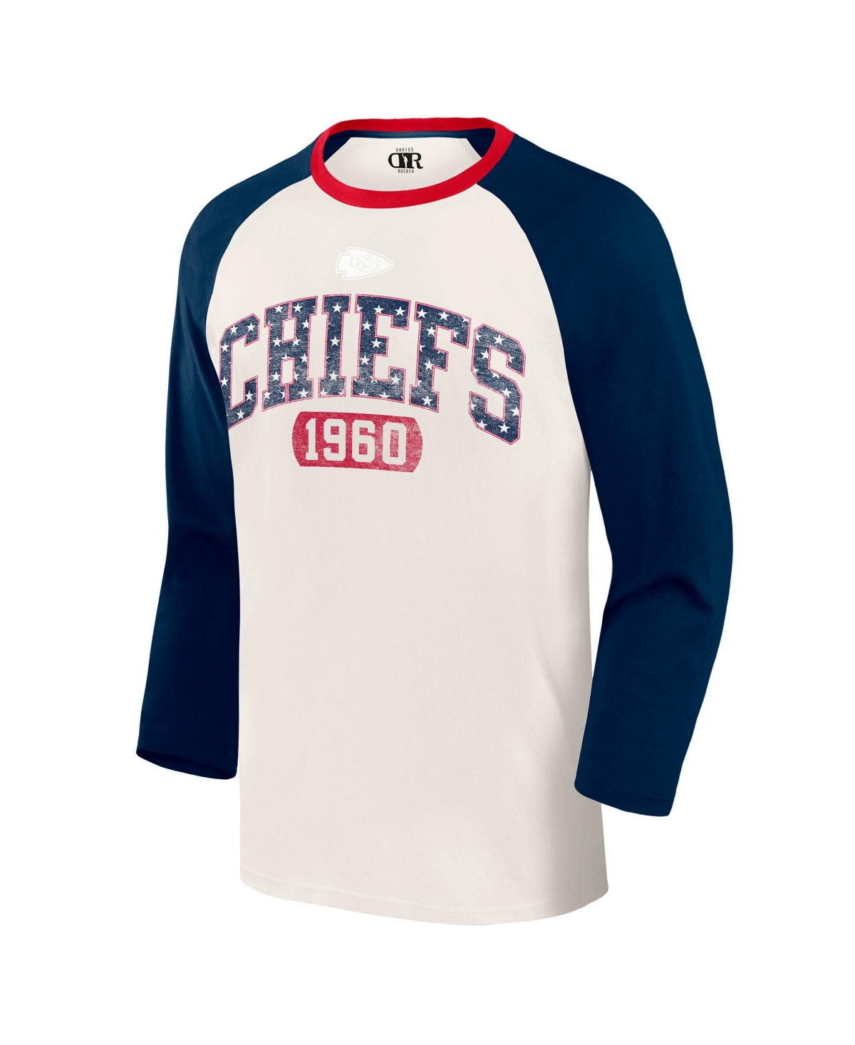 Darius Rucker Collection by Fanatics Men's White/Navy Kansas City Chiefs Americana 3/4 Sleeve Raglan T-Shirt