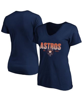 Women's Navy Houston Astros Plus Size Wordmark V-Neck T-Shirt