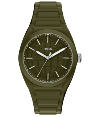 Men's Everett Three-Hand Olive Silicone Watch 42mm