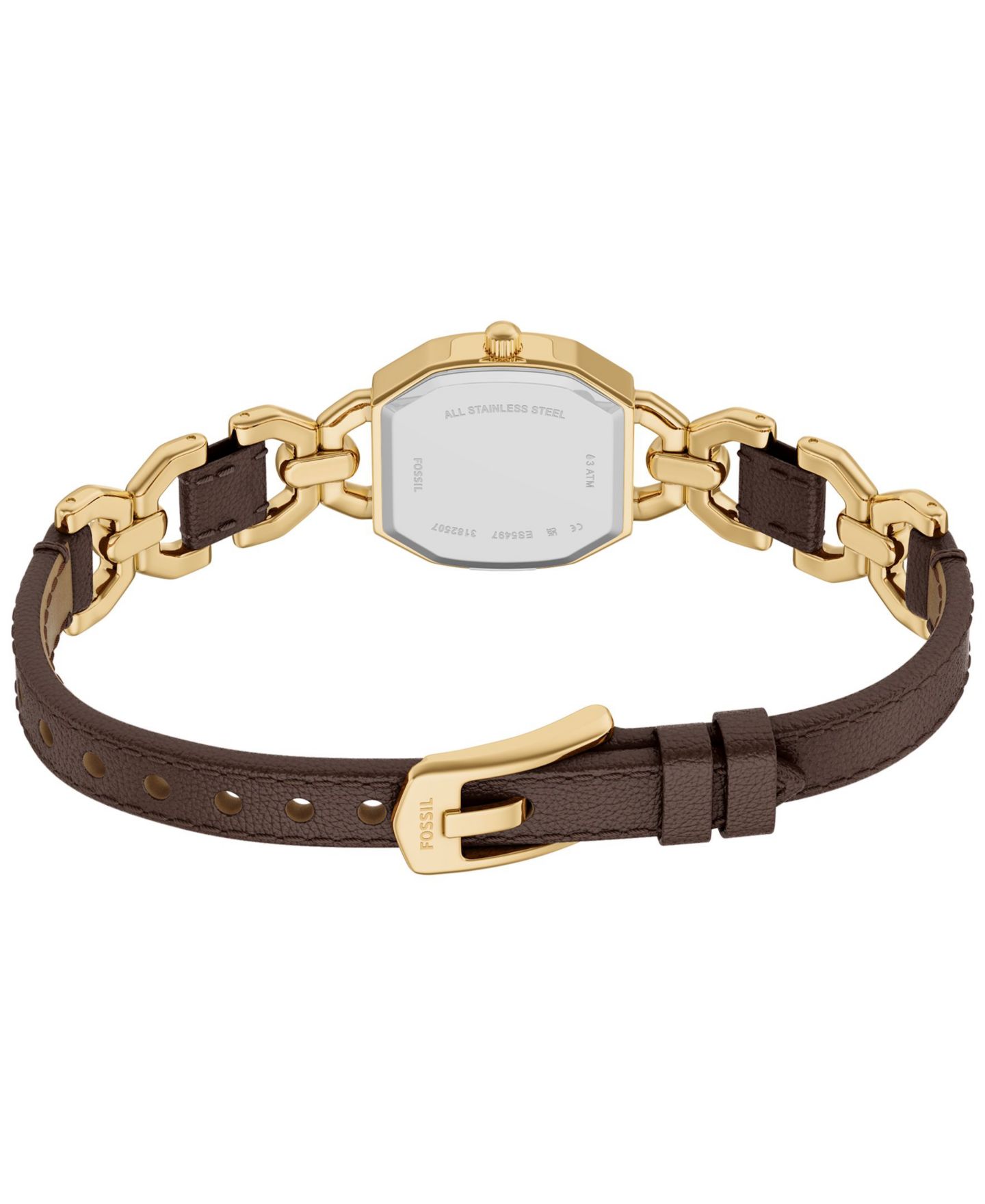 Женские часы Fossil Harlow Three-Hand Brown Leather and Gold-Tone Stainless Steel Watch 22mm — фото 4
