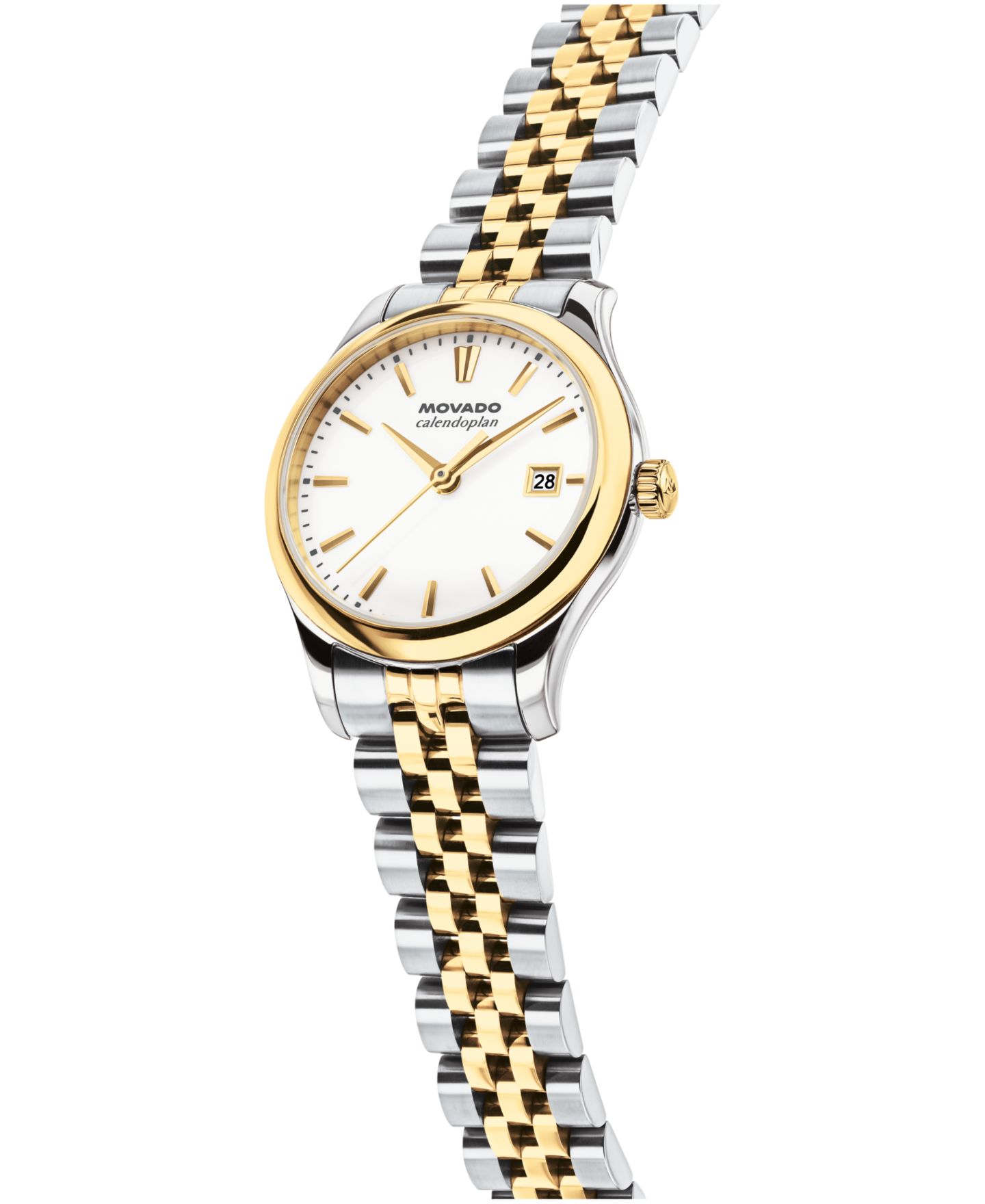 Женские часы Movado Calendoplan Swiss Quartz Stainless Steel Ionic Plated Light Gold Steel Watch 27mm — фото 2