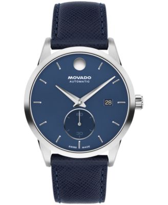 Men's Museum Taga Swiss Automatic Blue Leather Watch 40mm