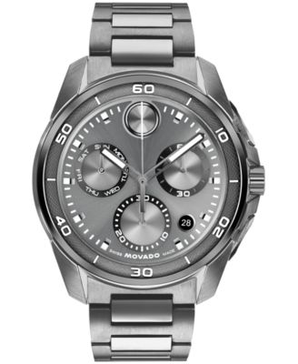 Men's Bold Verso S Swiss Quartz Chrono Ionic Plated Military Gray Steel Watch 44mm