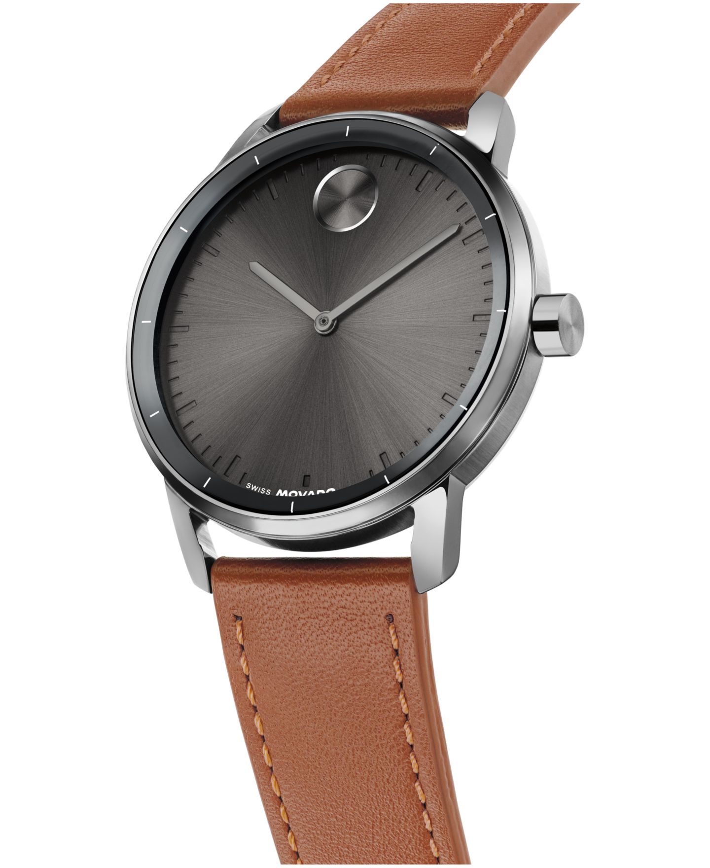 Мужские часы Movado Bold Echo Swiss Quartz Cognac Leather Watch 40mm — фото 2