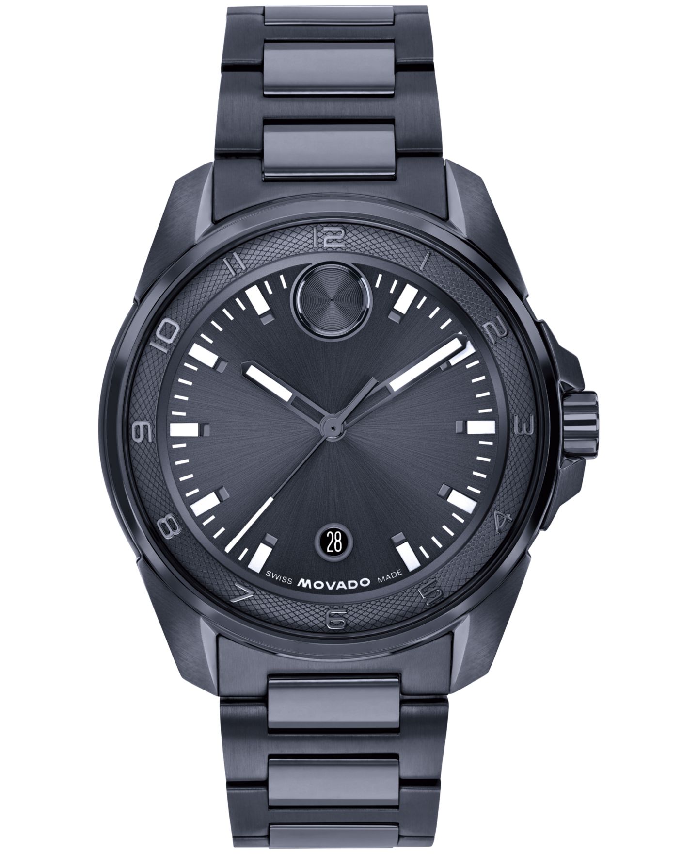 Мужские часы Movado Bold Verso S Swiss Quartz Stainless Steel Ionic Plated Blue Steel 34mm — фото 1