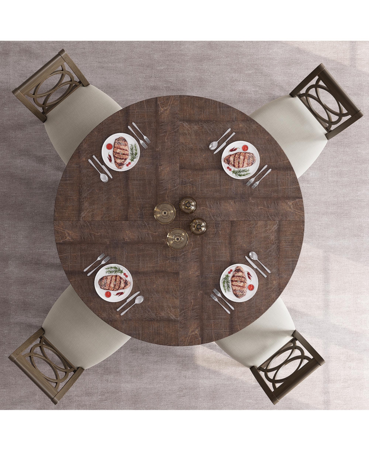 gaomon 47 in Round Large Dining Table Set for 4 to 6