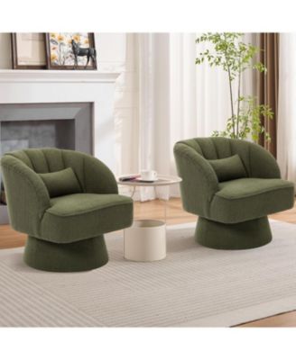 Mid Century 360&deg; Swivel Barrel Chair, Teddy Upholstered Chair