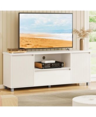 Modern 63" TV Stand for TVs up to 70", Fluted Entertainment Center with Storage Drawer and Open Shelves, Media Console Cabinet for Living Room