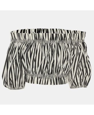 Women's Striped Off-The-Shoulder Crop Top