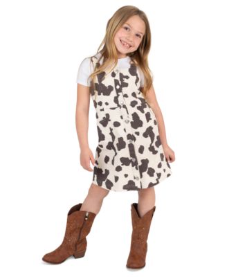 Girls' 2T-6X Cow Print Twill Jumper and T-Shirt,  2-Piece Set