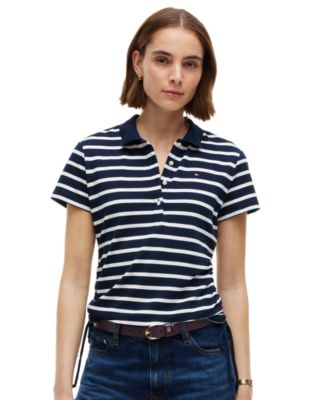 Women's Short-Sleeve Drawstring Polo Shirt