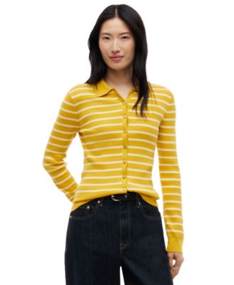 Women's Fine Gauge Polo Collar Cardigan