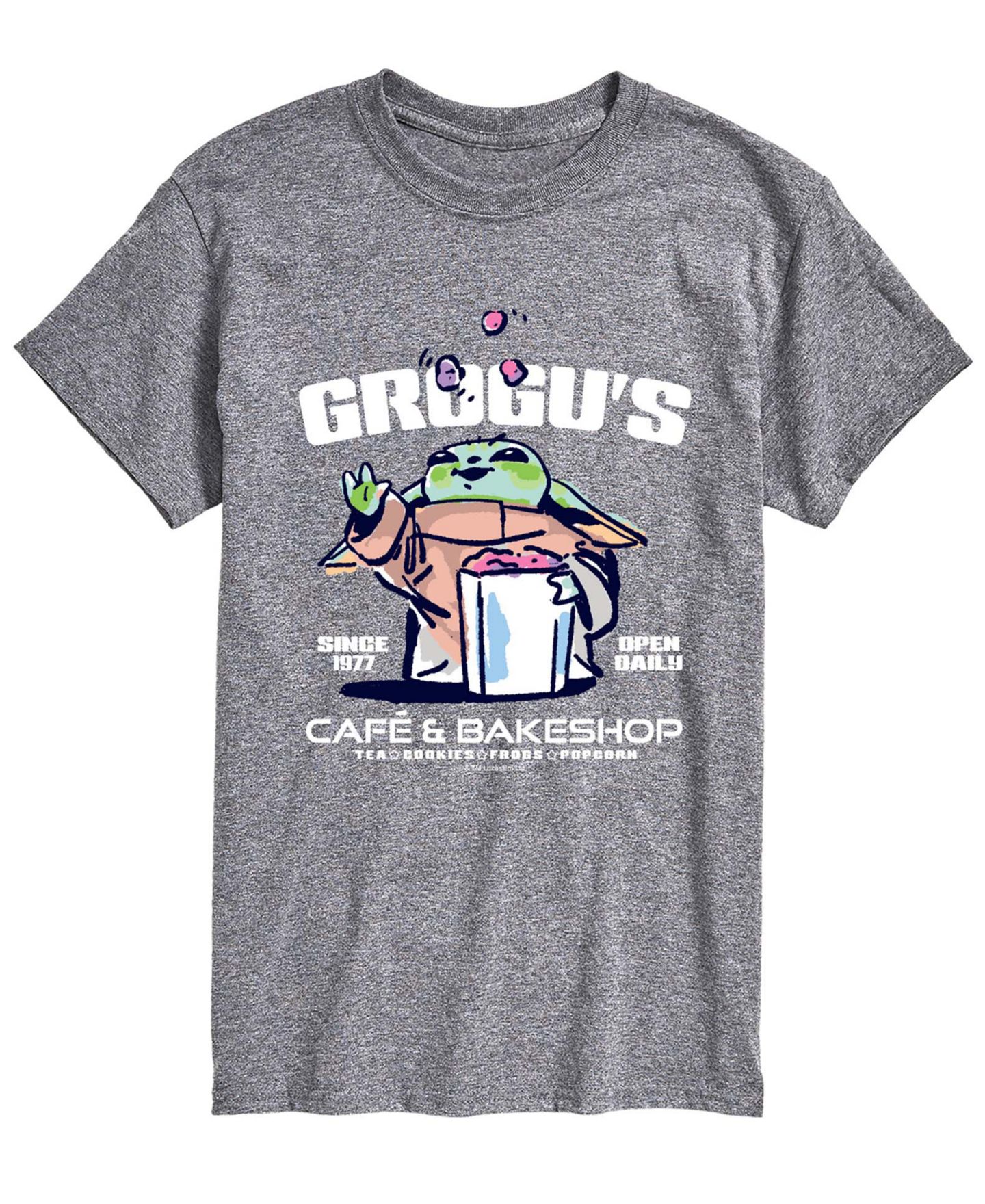 Мужская футболка AIRWAVES The Mandalorian & Grogu Grogus Cafe Bakeshop Graphic, цвет: Меланжевый — фото 1