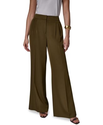 Donna Karan Womens Mid Rise Wide Leg Pants In Black Forest