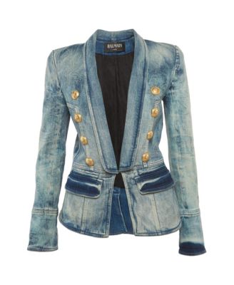 Women's Washed Denim Button Detail Jacket