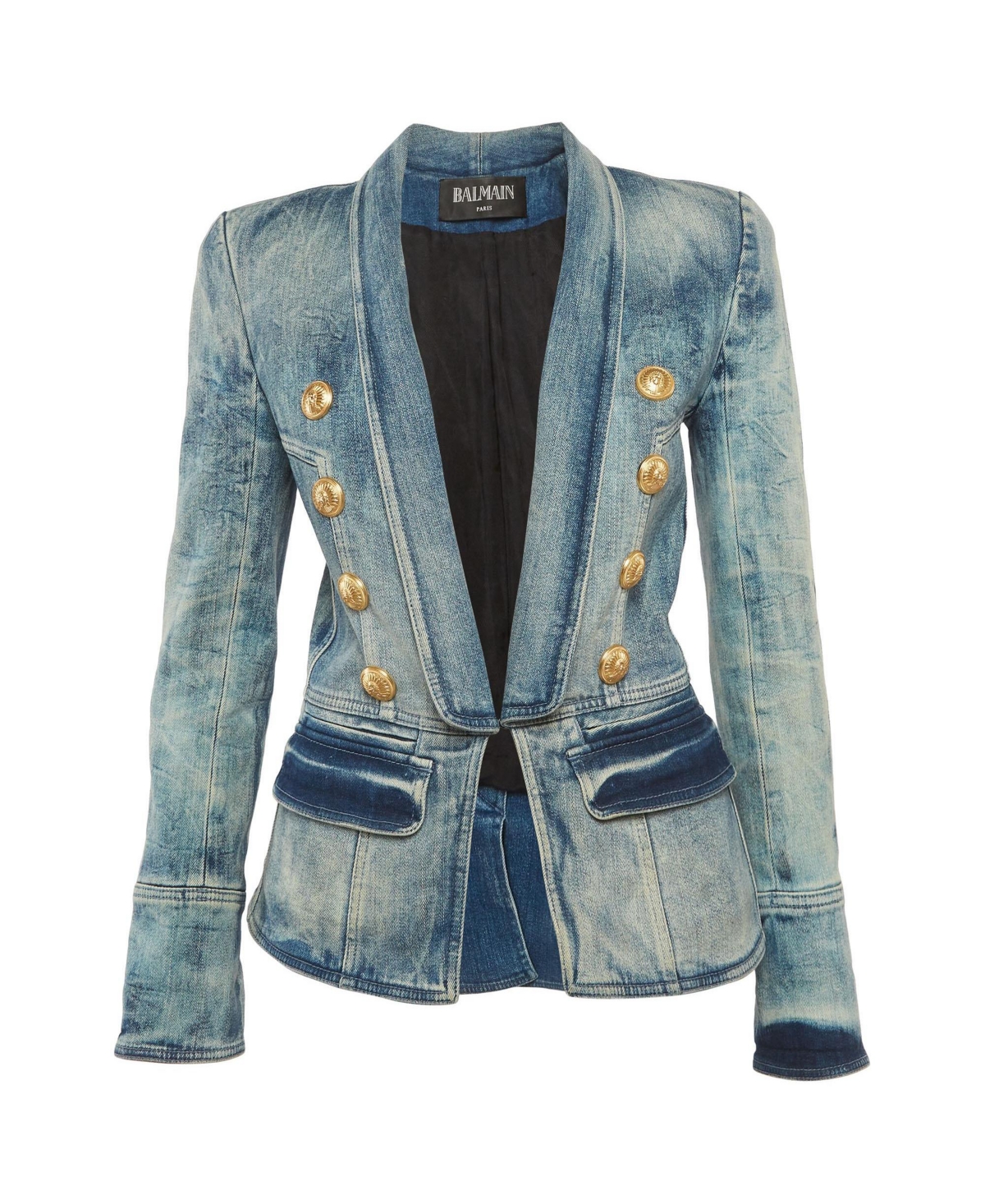 Pre-Owned Balmain Women's Washed Denim Button Detail Jacket